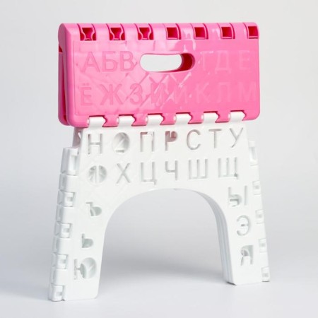Stool "alphabet" folding, children, pink/white color-1