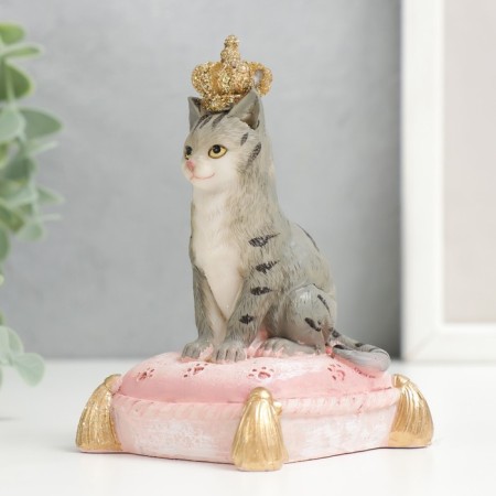 Souvenir Polystone "Cat-Emperor on the pillow" 10x6.5x7 cm-3