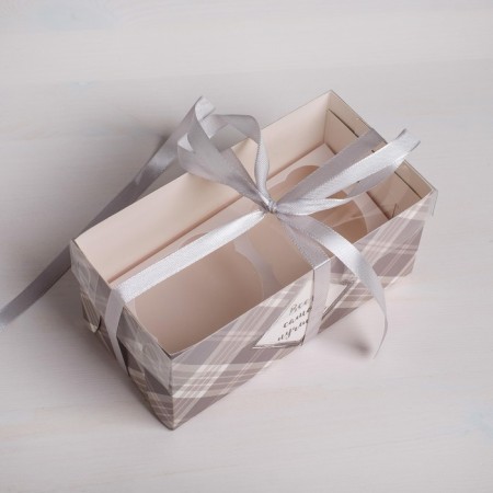 Capcake box, confectionery packaging, 2 cells “all the best”, 16 x 8 x 7.5 cm-2