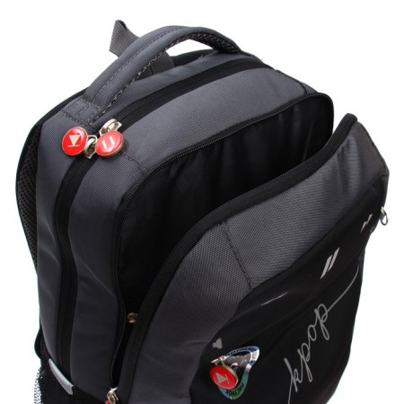 School backpack, 39 x 26 x 19 cm, Grizzly 156, ergonomic back, laptop compartment, black/gray/red RB-156-2_6-8
