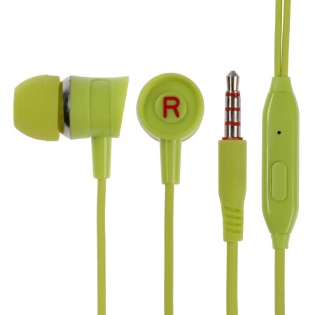 Headphones Blast BAH-256 MOBILE, vacuum, microphone, control, 32 Ohm, 3.5mm, 1.2m, green