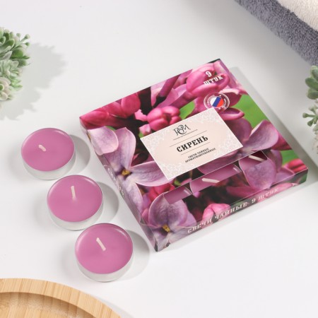 A set of tea candles flavored "Lilac", 10g, 9 pieces