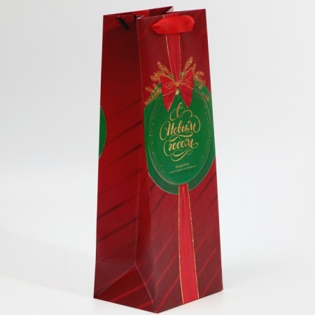 Package for the bottle "Happy New Year", 13 x 36 x 10 cm, New Year-2