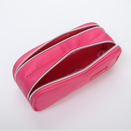 Cosmetic bag 2x Style, 21*7*8, 2 Potod on zippers, raspberry-2