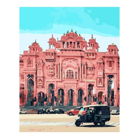 Picture on numbers on cardboard 40 × 50 cm "Square in India"
