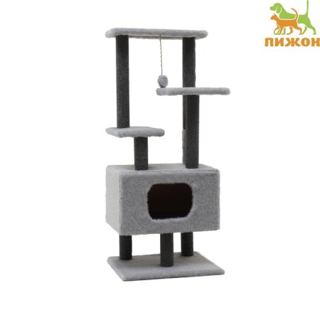 Complex for cats with a cascade clawk, carpet, 53 x 50 x 124 cm, gray