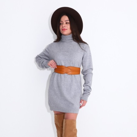 Women's belt on buttons, width 8 cm, brown color-3