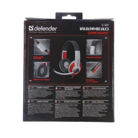 Headphones Defender Warhead G-120, game, full-size, microphone, 3.5mm, 2 m, black and red-11