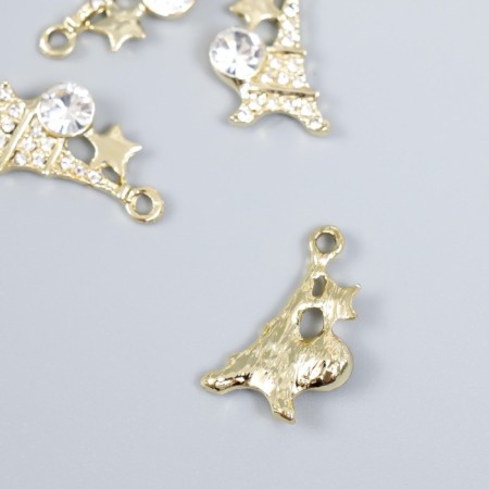 Decor for creativity metal, rhinestones "Eiffel Tower with a star" Gold 2.3x1.3 cm-1