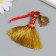 Textile suspension, metal "Golden broom with a coin. Hieroglyph - happiness" 14.5 cm
