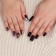 Falbled nails "Night", 12 pcs, with sparkles and holography, with adhesive plates, a soft square, black form