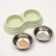 Metal dual bowl on a plastic base 2 x 160 ml, 25 x 14 x 5 cm, green