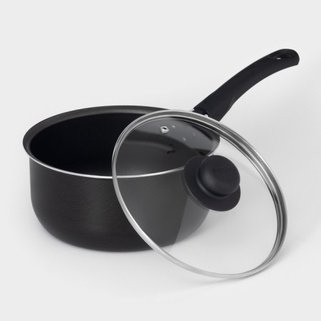 Consul bucket, 2.7 l, glass cover, plastic handle, anti -stick coating, black color-1