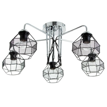Chandelier "Network" 5x60W E27 chrome/black 76x76x30cm