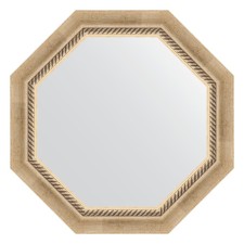 Mirror in the baguette frame, aged silver with weaving 70 mm, 58x58 cm