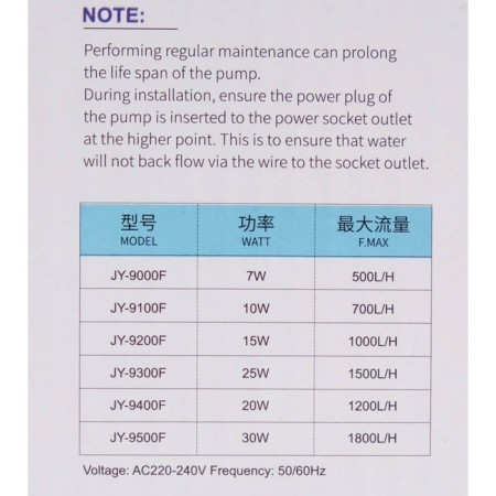 Internal filter jingye JY-9000F HIGH-END, silent, 500 l/h, 7 watts-6