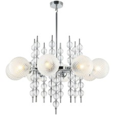 Люстра на штанге Queenly 8xE27 40Вт, размер 78x78x75,5-109,5 см, цвет хром