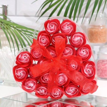 Soap roses, red-pink, set 24 pcs.