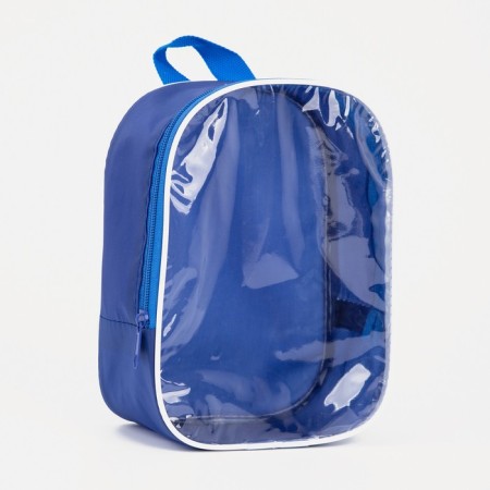 Cosmetic bag with a handle, blue color-1