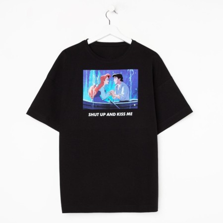 Kiss Me T -shirt Oversize Princess, black color-5