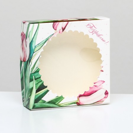 Gift box team with the Tulip window, 11.5 x 11.5 x 3 cm