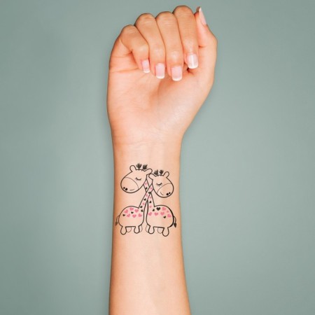 Tattoo on the body black "giraffes" 6x6 cm-2
