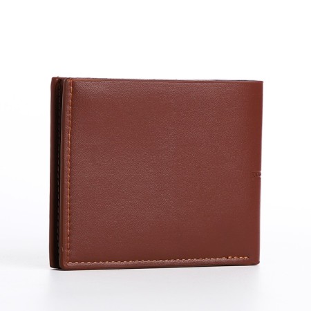 Male purse without a fastener, department for bills, for maps, color light brown-1