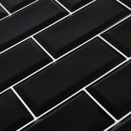 PVC panel block black, white seam 962x484 mm-2