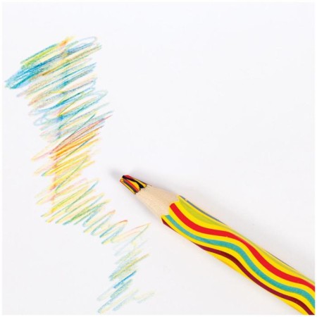 Pencil with a multi-color barrel of the multi-gun, "raccoon and rainbow", thickened-3