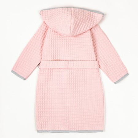 Waffle hood with a hood, height 134-140 cm, pink color-12