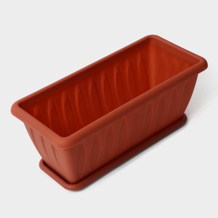 Balcony box for flowers with a felicia tray, 40 cm, terracotta color-2