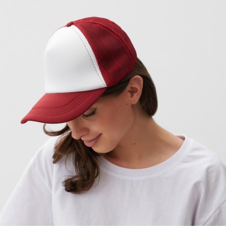 Baseball cap with minaku grid, burgundy color, size 56-58-1