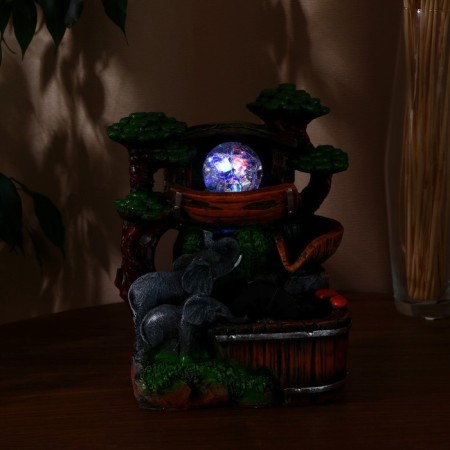 Fountain "Elephants near the water under the trees" 17x13x26 (with backlight)-2