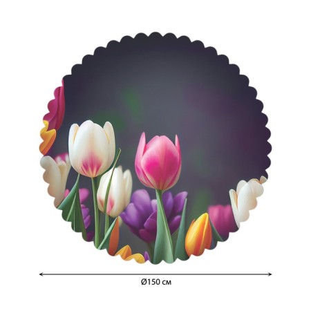 The tablecloth "Spring tulips", round, Saten, d = 150 cm-1