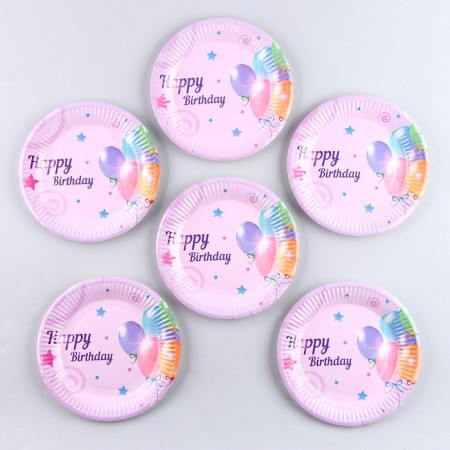 Paper plate "Happy Birthday", balls, set of 6 pcs.-2