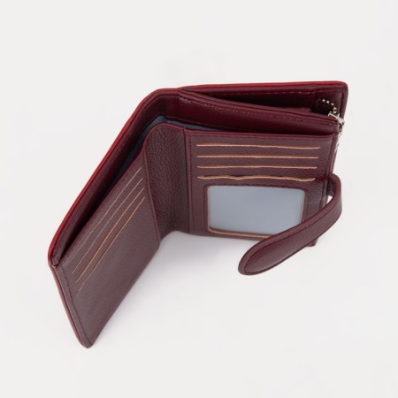 Women's wallet on a magnet, burgundy color-3