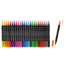A set of markers of professional bilateral 24 colors, in a pencil case, with a pen, mix