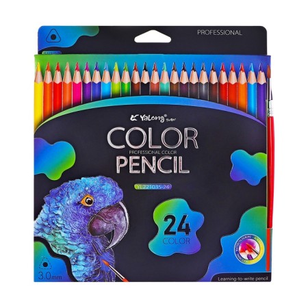 Pencils of watercolor 24 colors, in a cardboard box, triangular, der, with KIS, animal mix-6