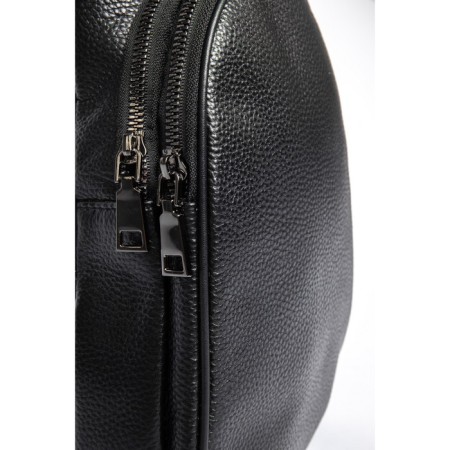 Male sling bag, genuine leather, de-gosa black, 16x7x24 cm-2