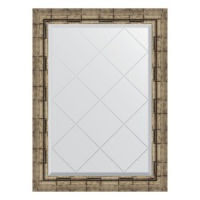 Mirror with engraving in the baguette frame, silver bamboo 73 mm, 63x86 cm
