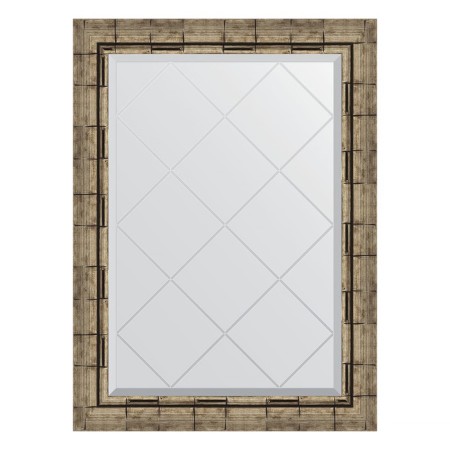 Mirror with engraving in the baguette frame, silver bamboo 73 mm, 63x86 cm