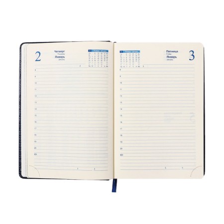 Dated diary of 2025, A5, 168 sheets in a ruler, leatherette "Nebraska", silver cut, blue-11
