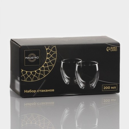 A set of glass glasses with double walls Magistro, 200 ml, 8.3 × 8.2 cm, 2 pcs-6