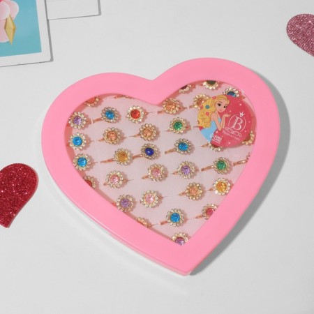 Rings children's set 36pcs "chosen" sunflowers, color mix in gold, b-r-2