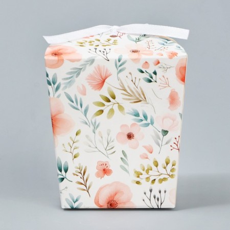 Bonbonnier box, gift packaging, “watercolor flowers”, 7.5 x 8 x 7.5 cm-1