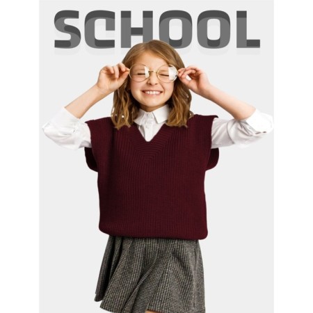 Жилет для девочки Amarobaby Knit, рост 146 см, цвет бордовый-5