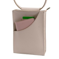 Bag women, genuine leather, beige 20x4x15 cm