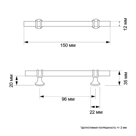 CAPPIO RSC003 RECOLILING, M/O 96 mm, D = 12 mm, black color with gold, 4 pcs.-10