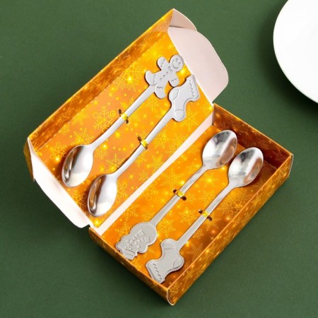 A set of spoons "Happiness and Good luck", 4 pcs., 12.8 x 2.3 cm, 12.8 x 1.9 cm-1