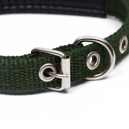 Collar "comfort" combined (polyester, claim. Leather) 39 x 1.5 cm, Osh 28-35 cm, dark green 609-2